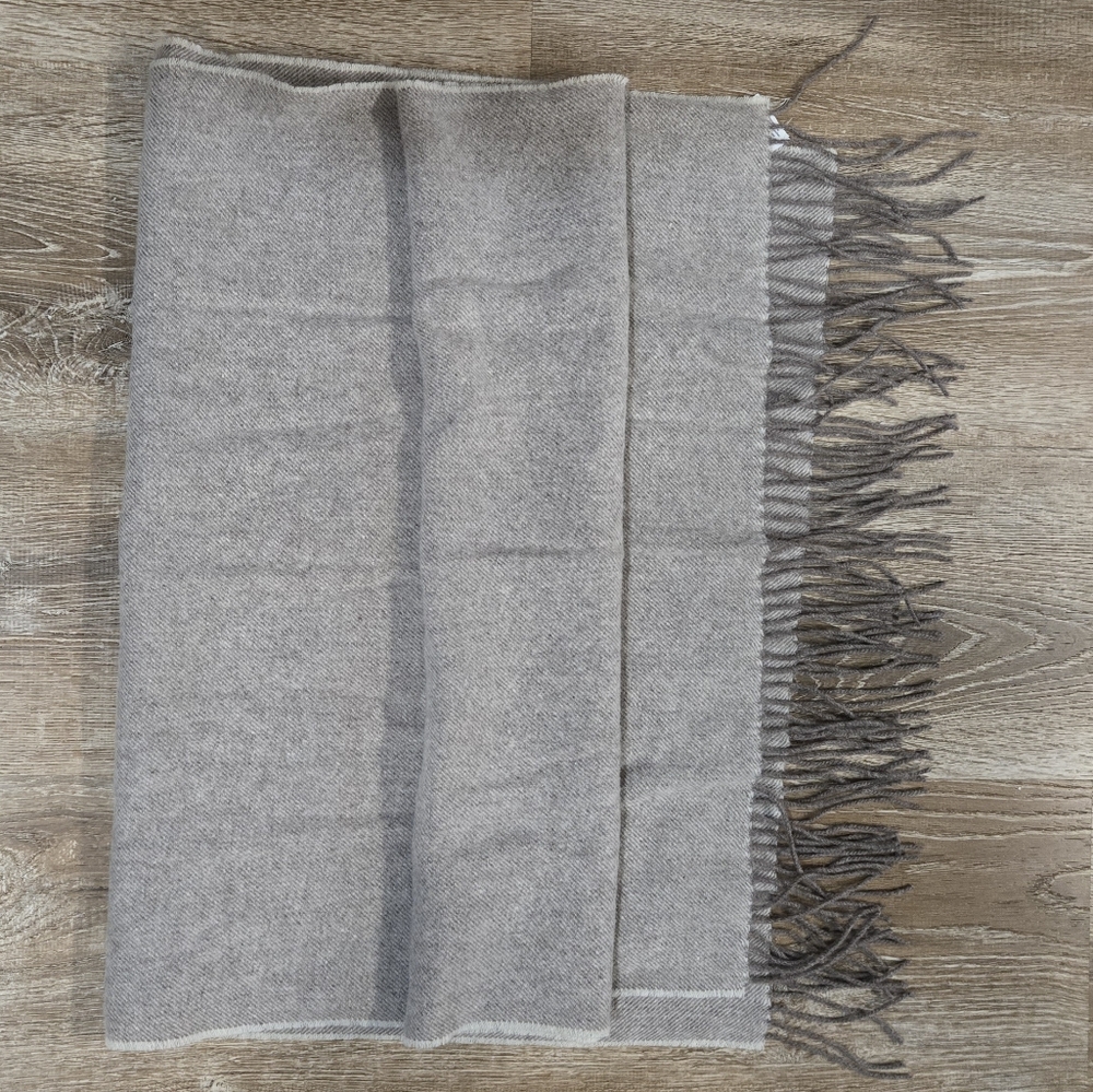 Muji Oversized Soft fringed Wool Scarf Greige